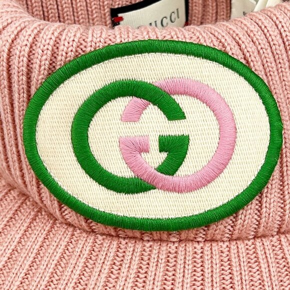 NWT Gucci Knitted Vistor Wool Embroidered Patch Head In Pink Hat Size S main image 7